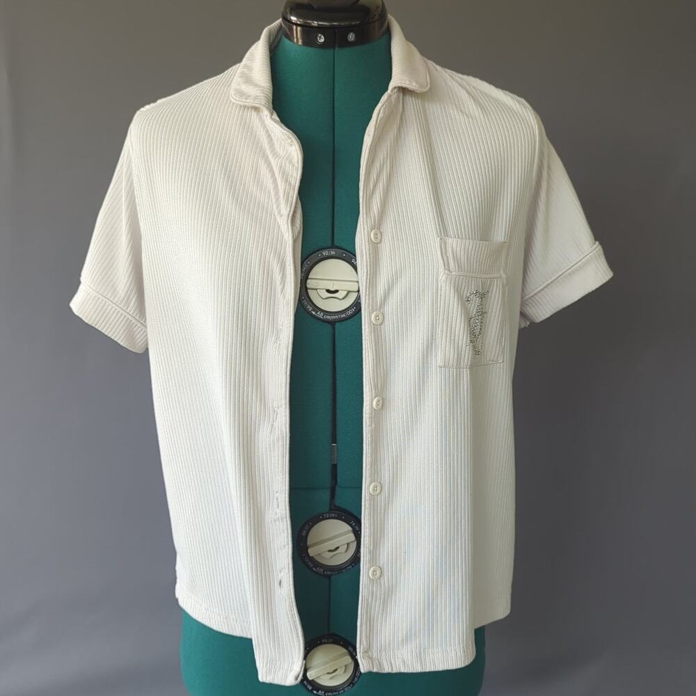 Juicy Couture Ribbed Rhinestone Button Up Top Y2K Small - Picture 3 of 8